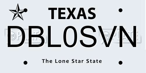 DBL0SVN Texas License Plate