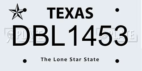 DBL1453 Texas License Plate
