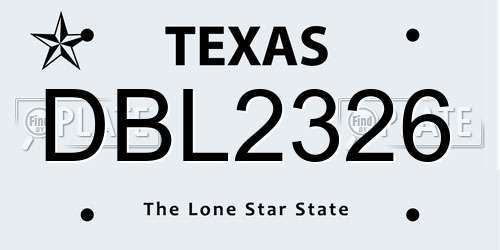 DBL2326 Texas License Plate