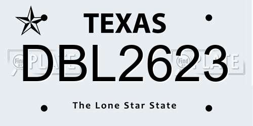 DBL2623 Texas License Plate