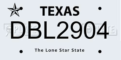 DBL2904 Texas License Plate