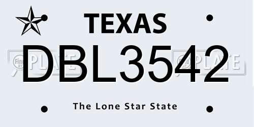 DBL3542 Texas License Plate