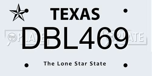DBL469 Texas License Plate