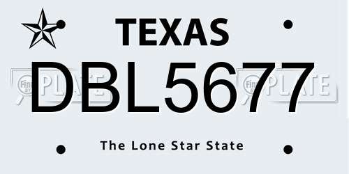 DBL5677 Texas License Plate