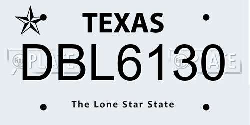 DBL6130 Texas License Plate