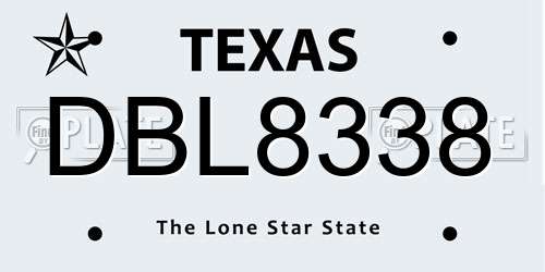 DBL8338 Texas License Plate