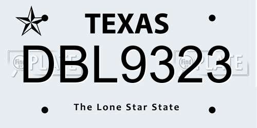 DBL9323 Texas License Plate