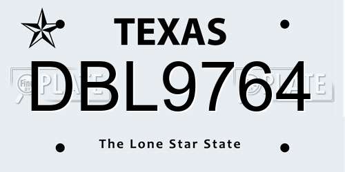 DBL9764 Texas License Plate