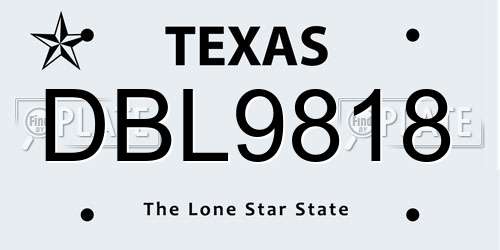 DBL9818 Texas License Plate