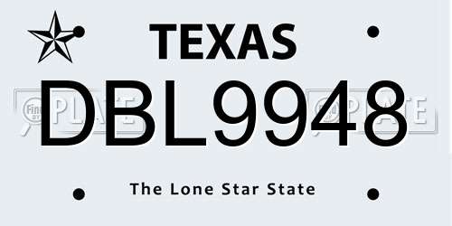 DBL9948 Texas License Plate