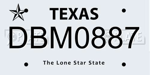 DBM0887 Texas License Plate