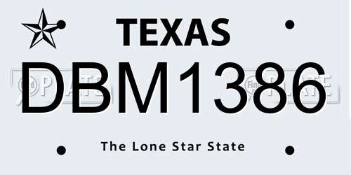 DBM1386 Texas License Plate
