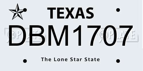 DBM1707 Texas License Plate