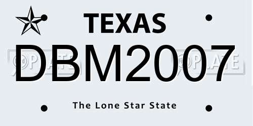 DBM2007 Texas License Plate