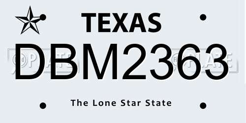 DBM2363 Texas License Plate