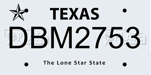 DBM2753 Texas License Plate