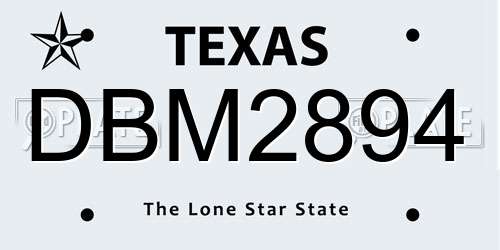 DBM2894 Texas License Plate