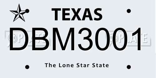 DBM3001 Texas License Plate
