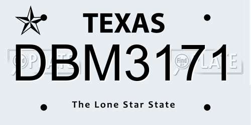 DBM3171 Texas License Plate