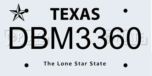 DBM3360 Texas License Plate