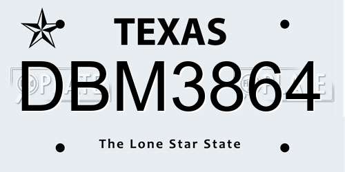 DBM3864 Texas License Plate