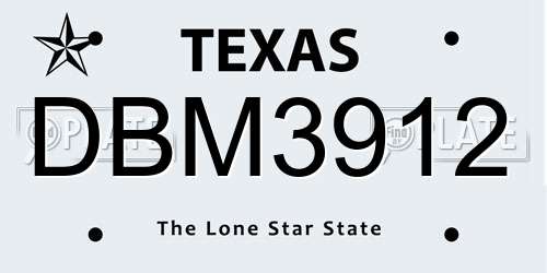 DBM3912 Texas License Plate