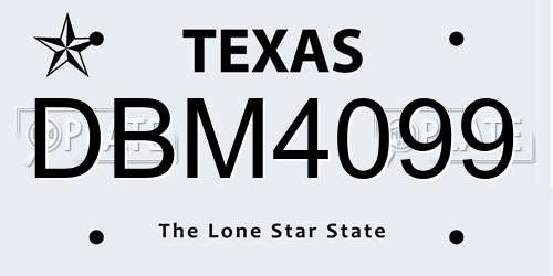 DBM4099 Texas License Plate