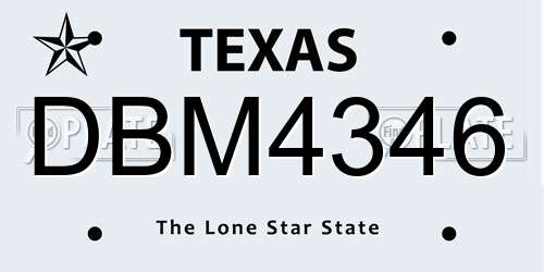 DBM4346 Texas License Plate