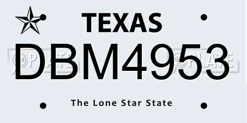 DBM4953 Texas License Plate