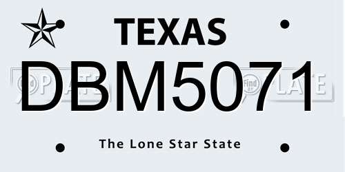 DBM5071 Texas License Plate