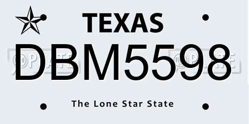 DBM5598 Texas License Plate