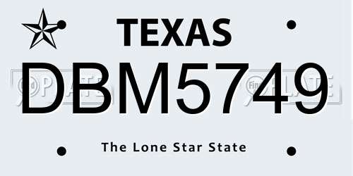 DBM5749 Texas License Plate