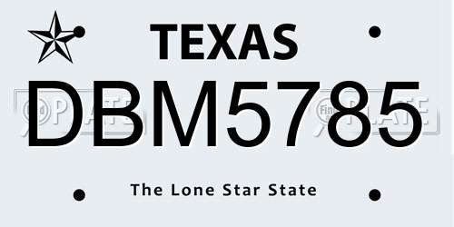 DBM5785 Texas License Plate