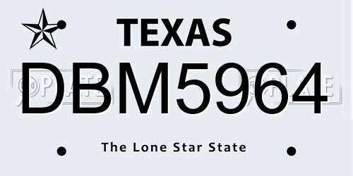 DBM5964 Texas License Plate