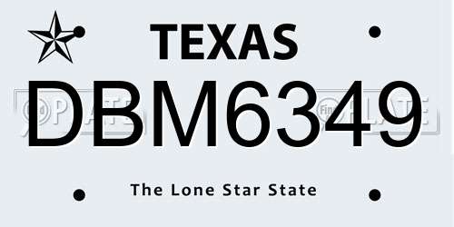 DBM6349 Texas License Plate