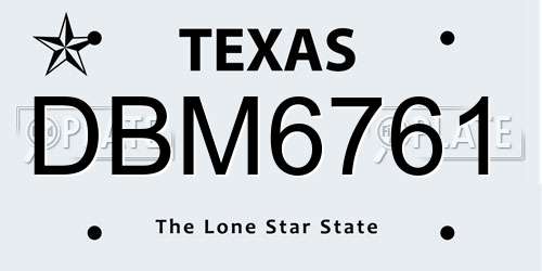 DBM6761 Texas License Plate