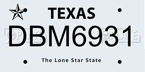 DBM6931 Texas License Plate