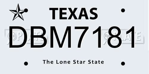 DBM7181 Texas License Plate