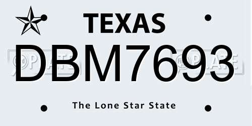 DBM7693 Texas License Plate
