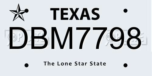 DBM7798 Texas License Plate