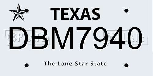 DBM7940 Texas License Plate
