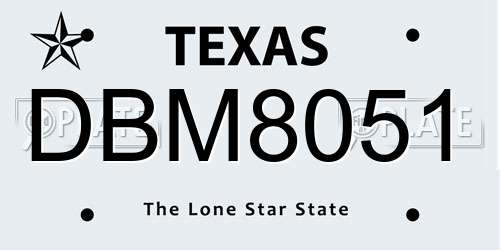 DBM8051 Texas License Plate