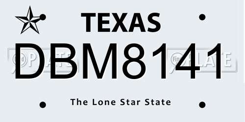 DBM8141 Texas License Plate