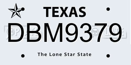 DBM9379 Texas License Plate