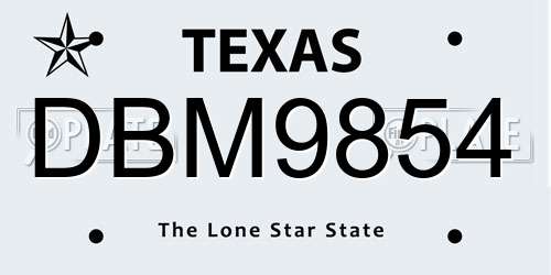 DBM9854 Texas License Plate