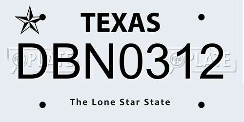DBN0312 Texas License Plate
