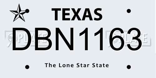 DBN1163 Texas License Plate