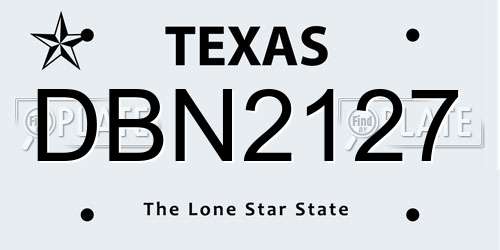 DBN2127 Texas License Plate