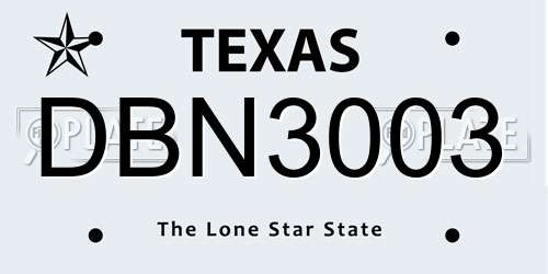 DBN3003 Texas License Plate