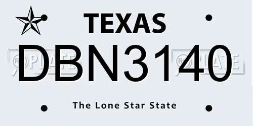 DBN3140 Texas License Plate